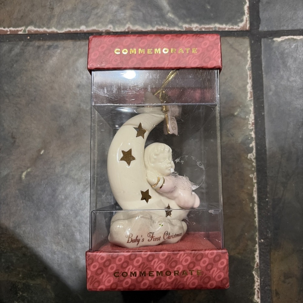LENOX 2000 BABY GIRL's FIRST CHRISTMAS - Moon & Stars Ornament 1st -- NEW in BOX